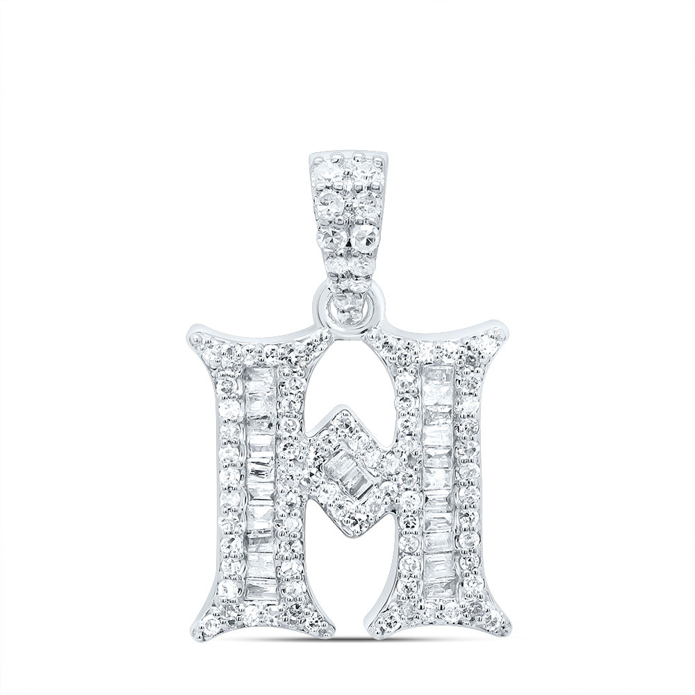 10kt Yellow Or White Gold Diamond Initial Baguette Pendant