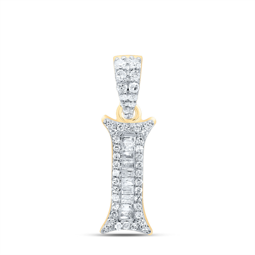 10kt Yellow Or White Gold Diamond Initial Baguette Pendant