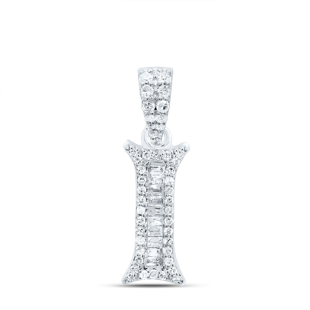 10kt Yellow Or White Gold Diamond Initial Baguette Pendant