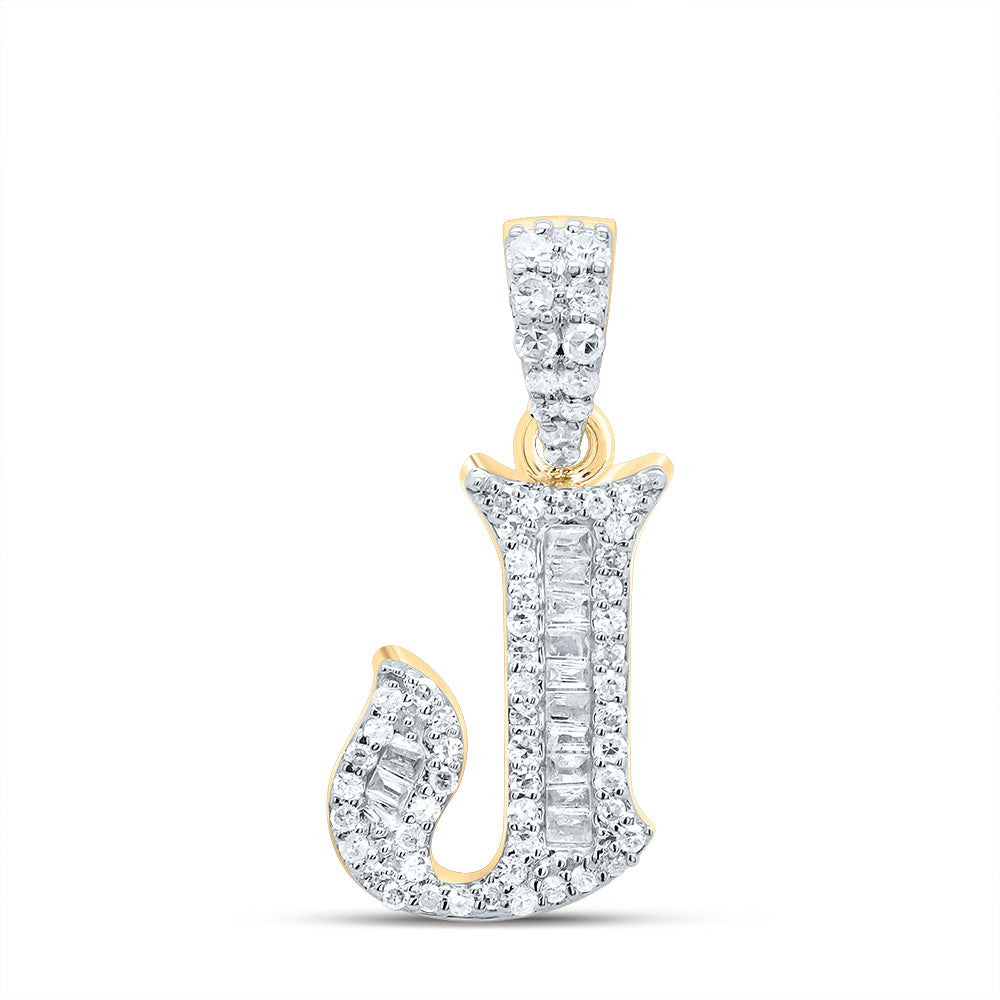 10kt Yellow Or White Gold Diamond Initial Baguette Pendant
