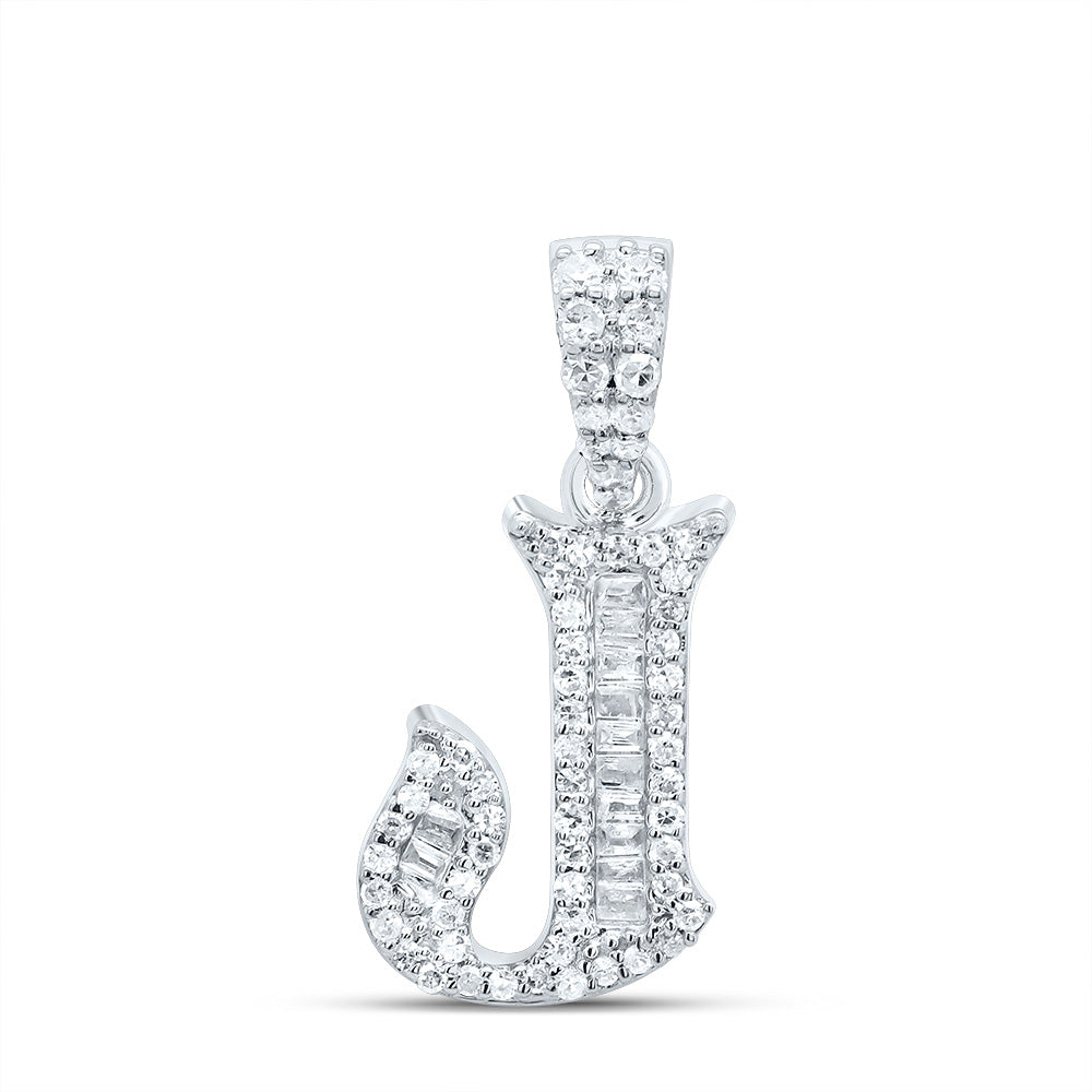 10kt Yellow Or White Gold Diamond Initial Baguette Pendant