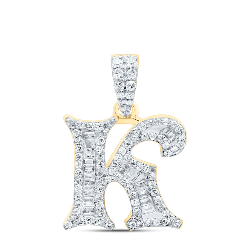 10kt Yellow Or White Gold Diamond Initial Baguette Pendant