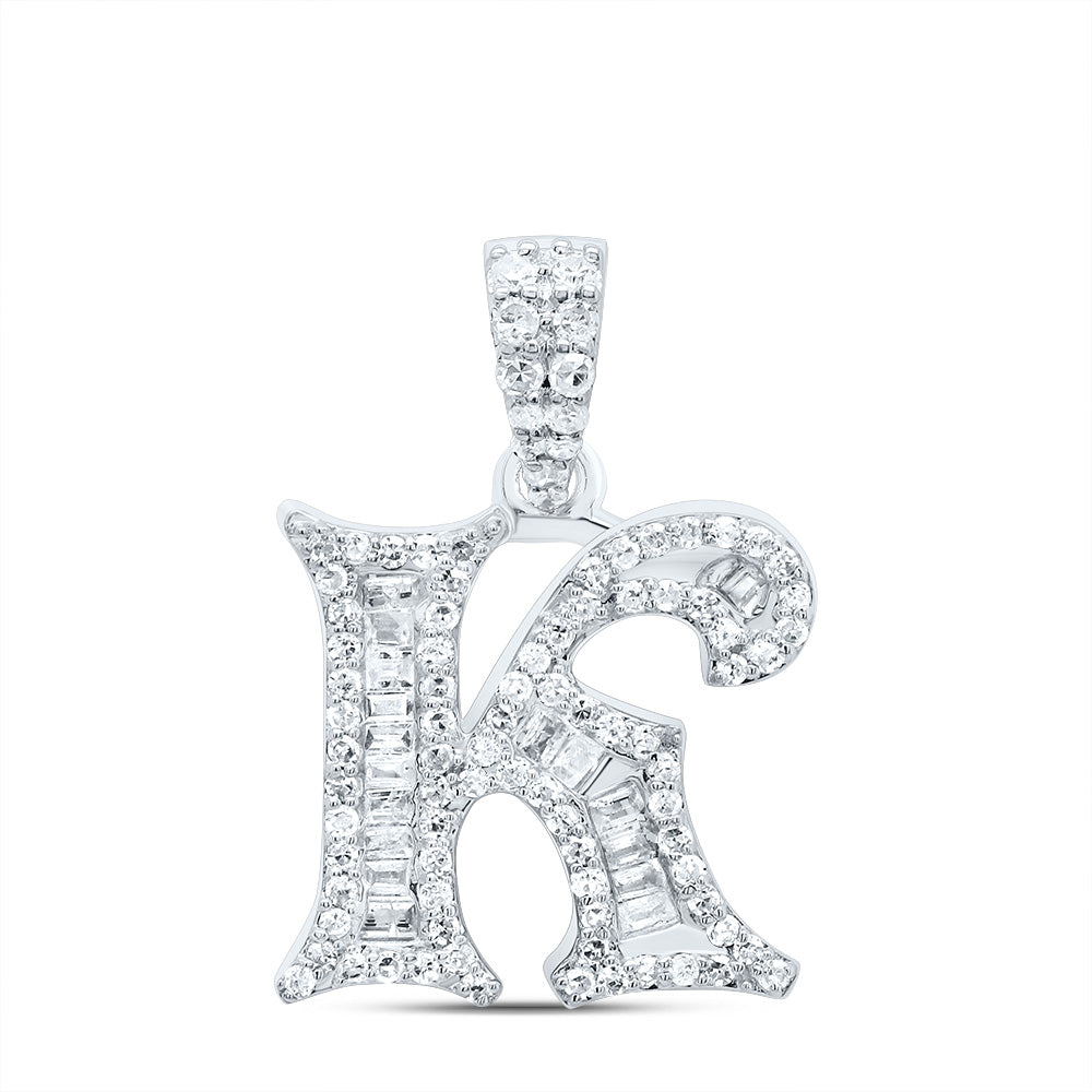 10kt Yellow Or White Gold Diamond Initial Baguette Pendant