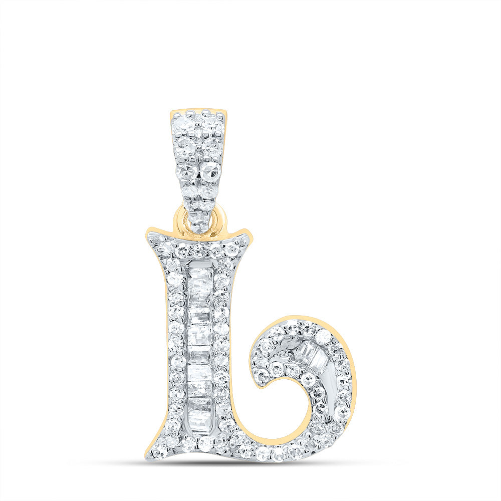 10kt Yellow Or White Gold Diamond Initial Baguette Pendant