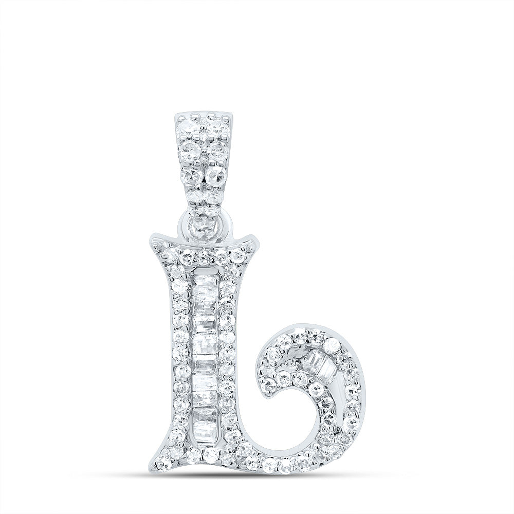10kt Yellow Or White Gold Diamond Initial Baguette Pendant