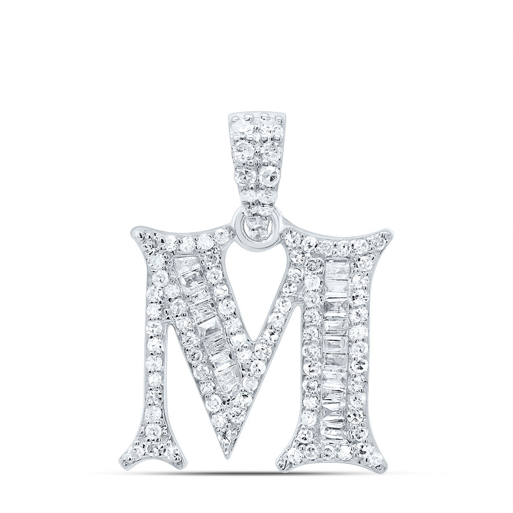 10kt Yellow Or White Gold Diamond Initial Baguette Pendant
