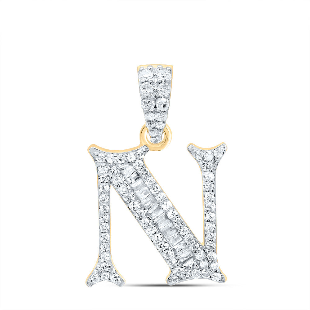 10kt Yellow Or White Gold Diamond Initial Baguette Pendant