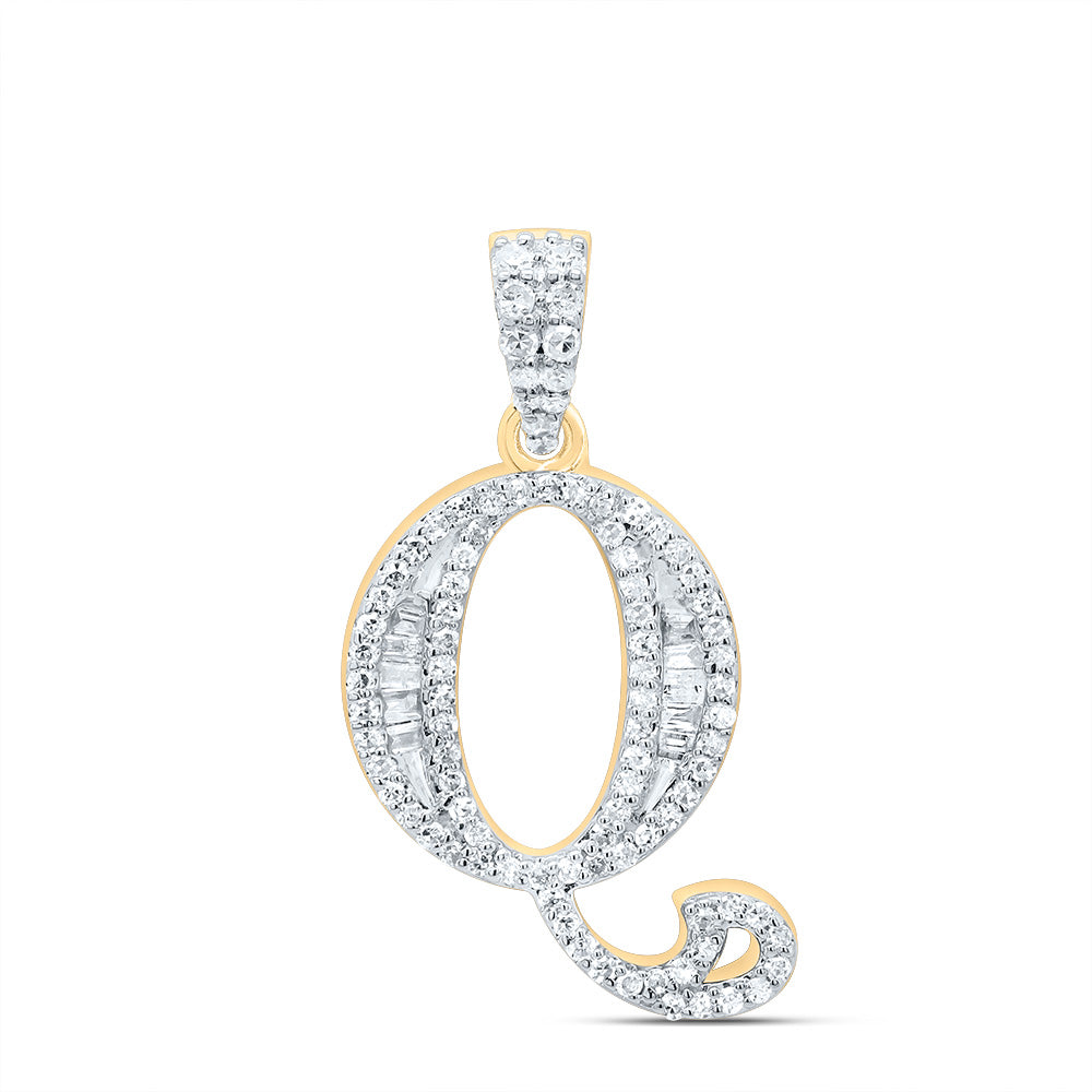 10kt Yellow Or White Gold Diamond Initial Baguette Pendant