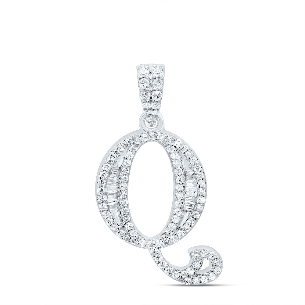 10kt Yellow Or White Gold Diamond Initial Baguette Pendant