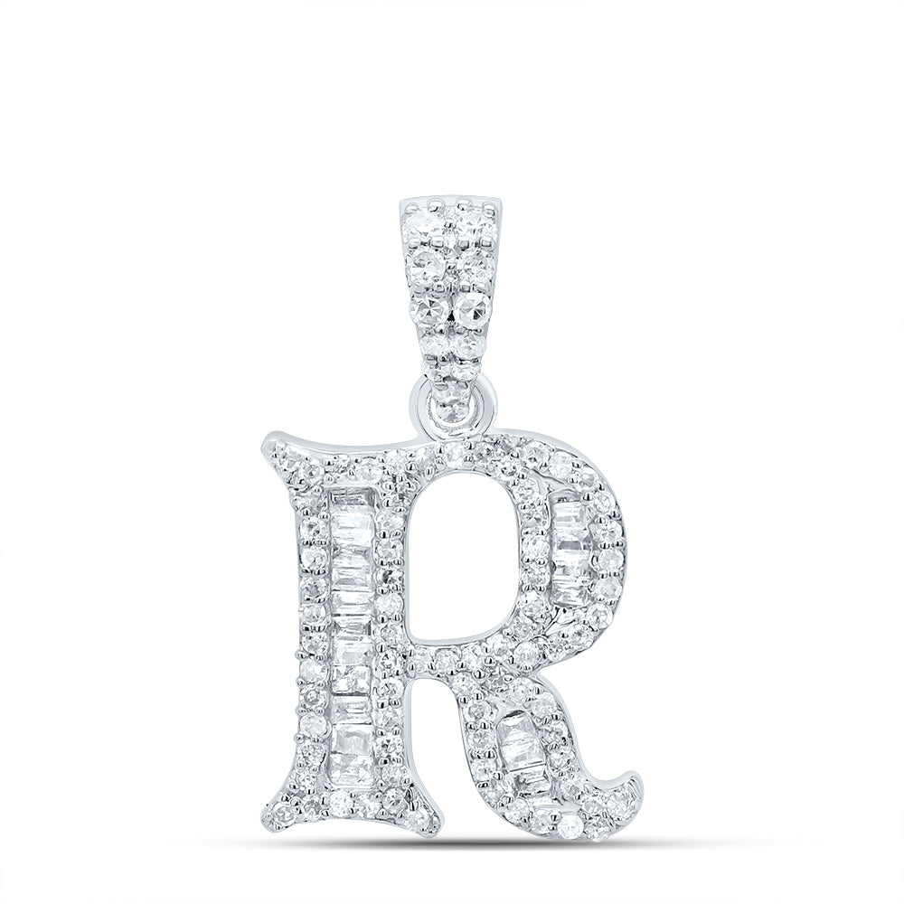 10kt Yellow Or White Gold Diamond Initial Baguette Pendant