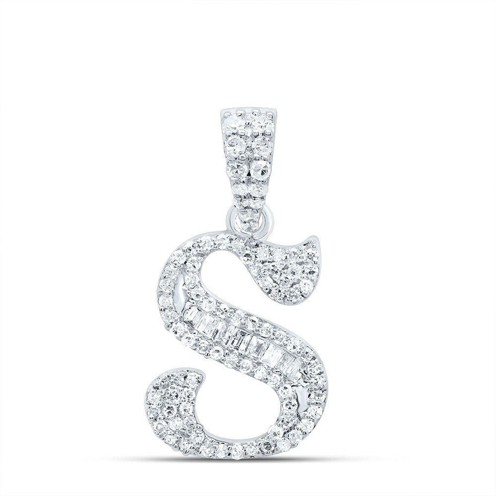 10kt Yellow Or White Gold Diamond Initial Baguette Pendant