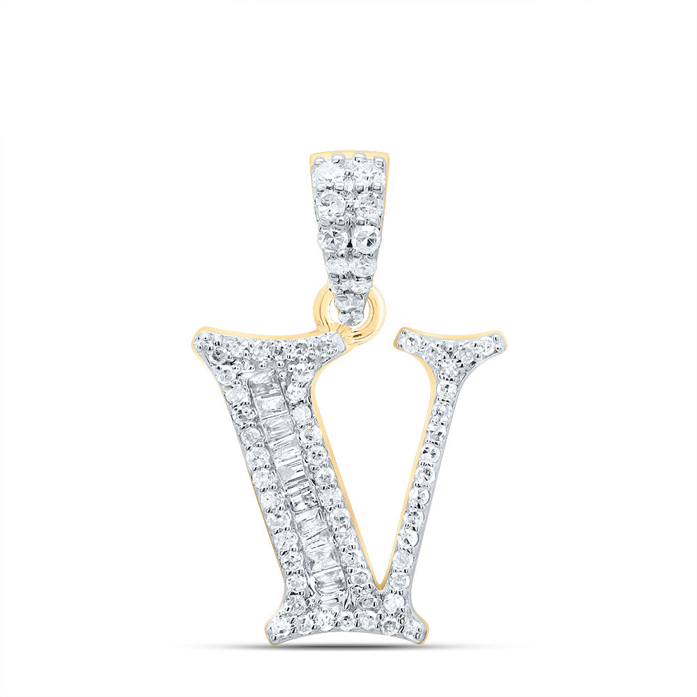 10kt Yellow Or White Gold Diamond Initial Baguette Pendant