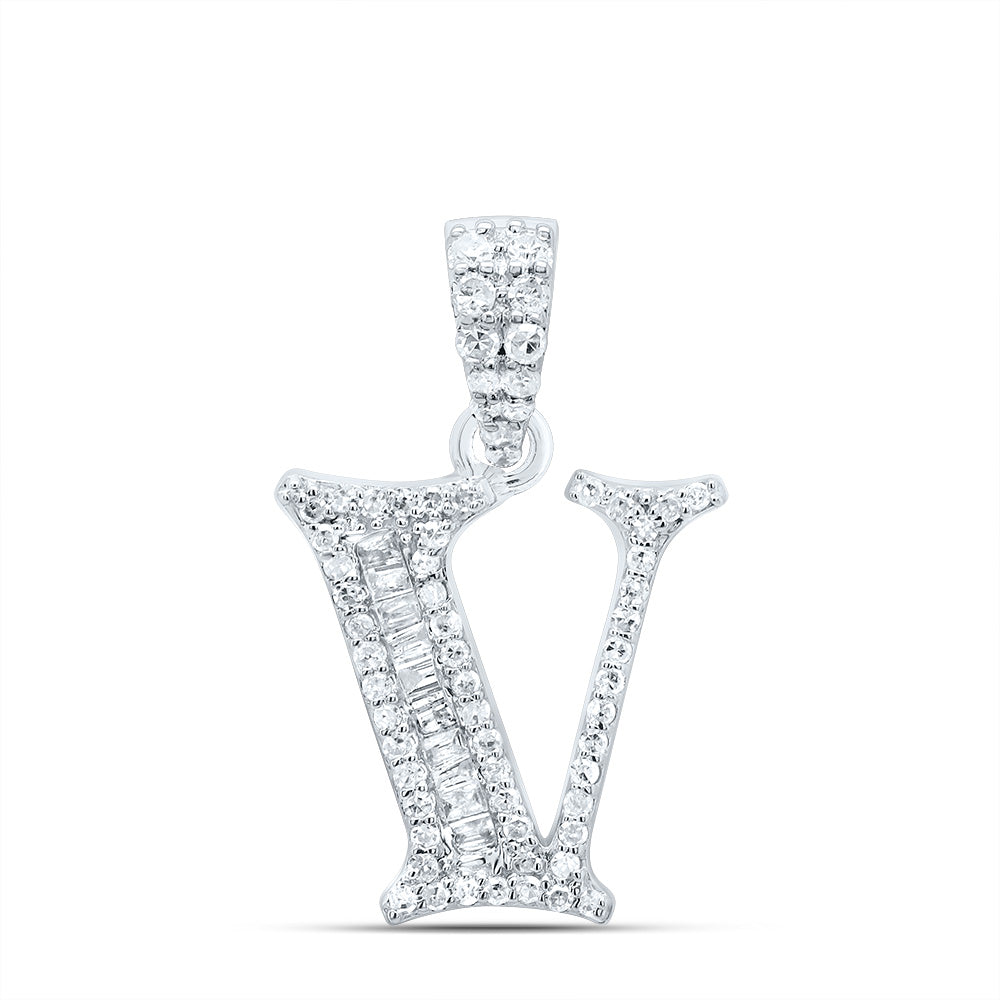 10kt Yellow Or White Gold Diamond Initial Baguette Pendant