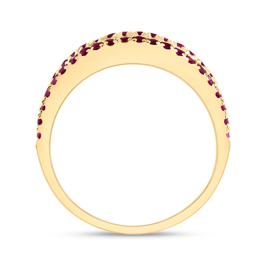 14kt Yellow Gold 3/8 Cttw Diamond Ana M Baguette 5/8 Cttw Round Ruby Natural Gem Bridal Wedding Engagement Anniversary Womens Band, Women Size: 5-9