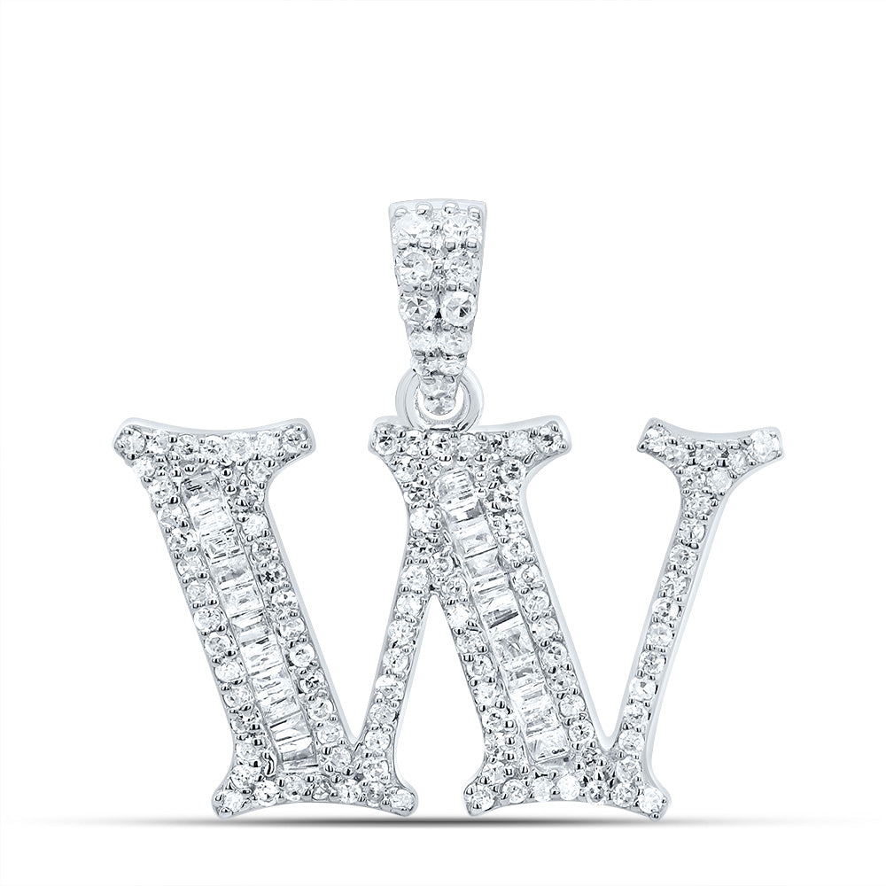 10kt Yellow Or White Gold Diamond Initial Baguette Pendant