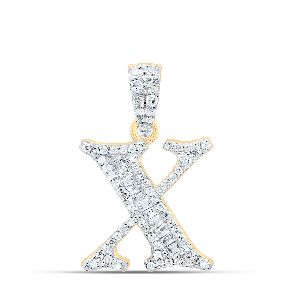 10kt Yellow Or White Gold Diamond Initial Baguette Pendant