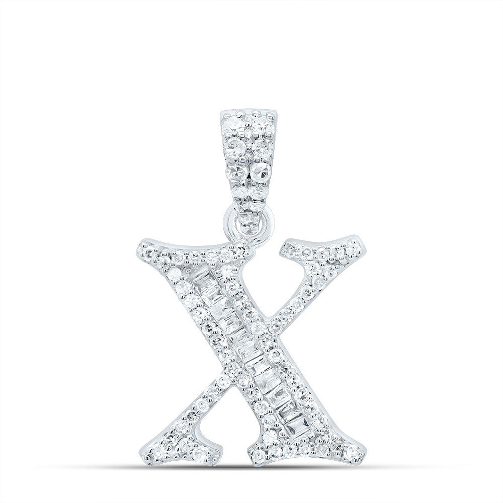 10kt Yellow Or White Gold Diamond Initial Baguette Pendant