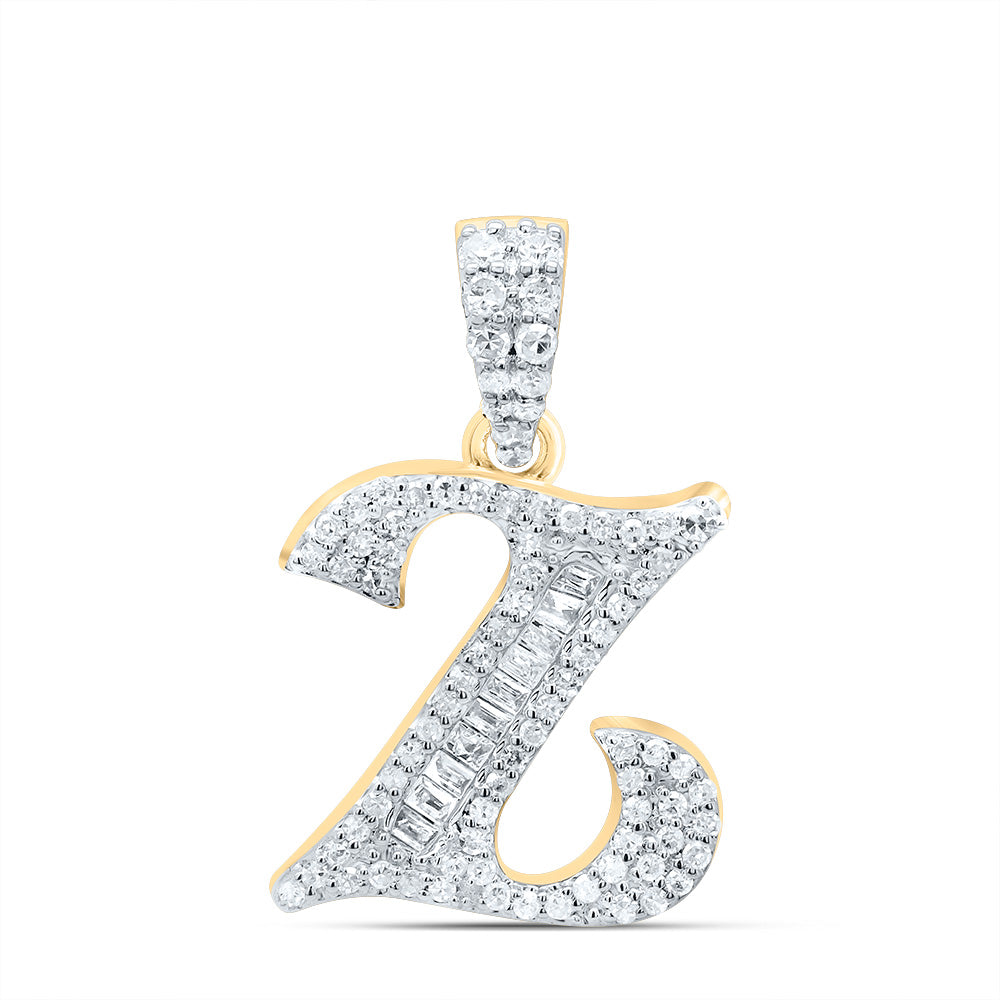 10kt Yellow Or White Gold Diamond Initial Baguette Pendant