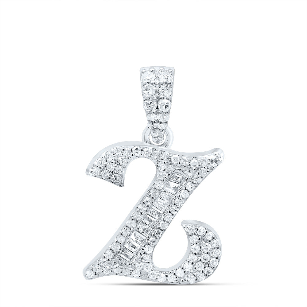 10kt Yellow Or White Gold Diamond Initial Baguette Pendant