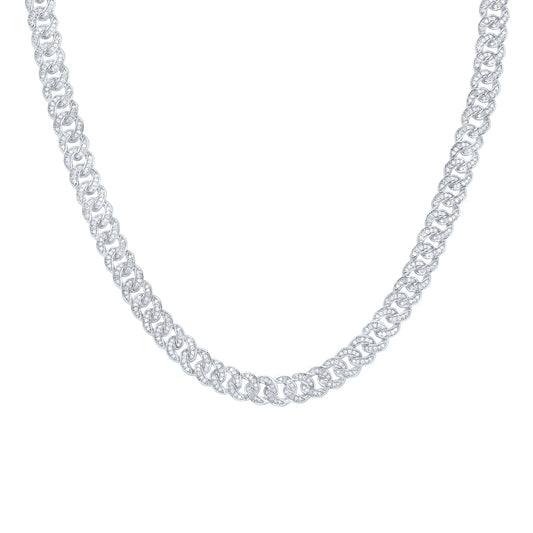 Sterling Silver 5 1/5 Cttw Diamond 8mm Cuban Men's Chain, Length: 22 Inch