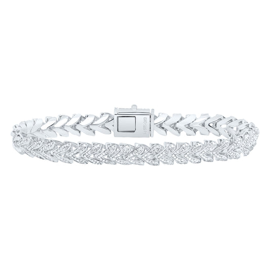 Sterling Silver 2 1/2 Cttw Diamond 8mm Franco Men's Bracelet, Length: 8 Inch