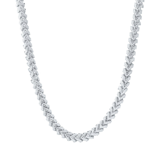 Sterling Silver 6 Cttw Diamond 8.00mm Franco Men's Chain, Length: 22 Inch