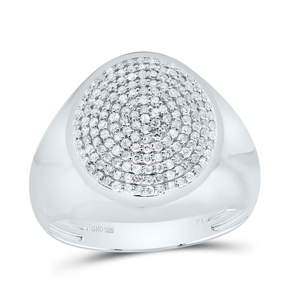 Sterling Silver 3/4 Cttw Diamond Round Men's Ring, Men Size: 8-12