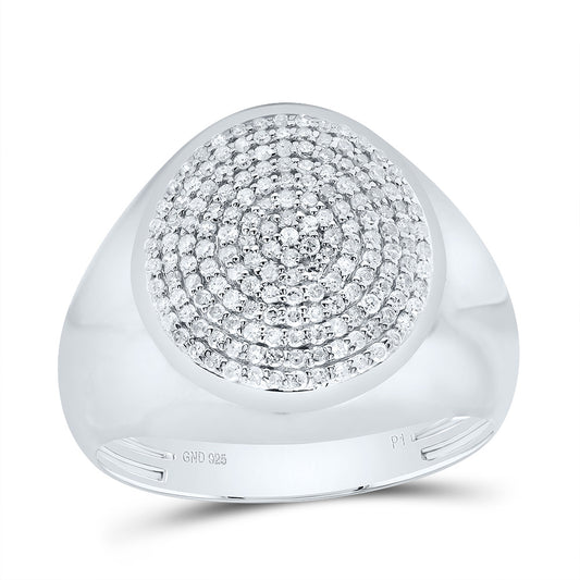 Sterling Silver 3/4 Cttw Diamond Round Men's Ring, Men Size: 8-12