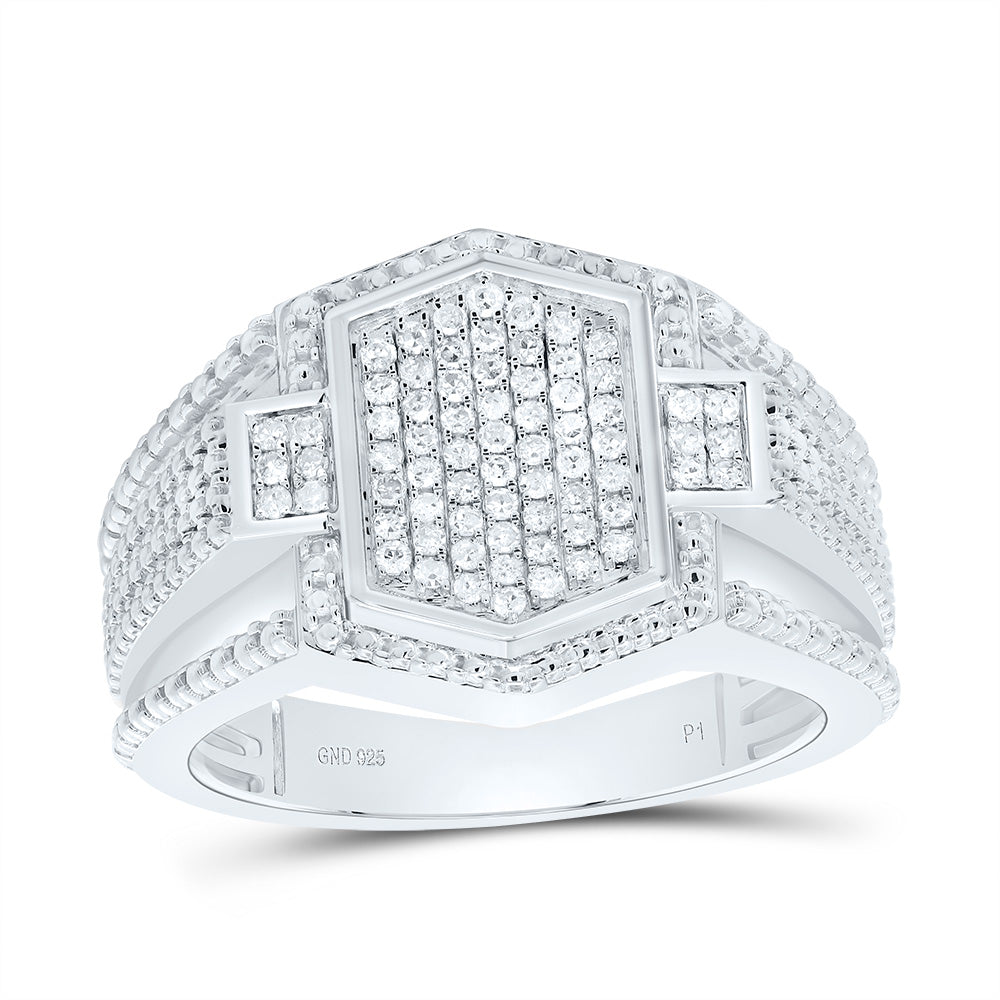 Sterling Silver 3/8 Cttw Diamond Men's Ring, Men Size: 8-12