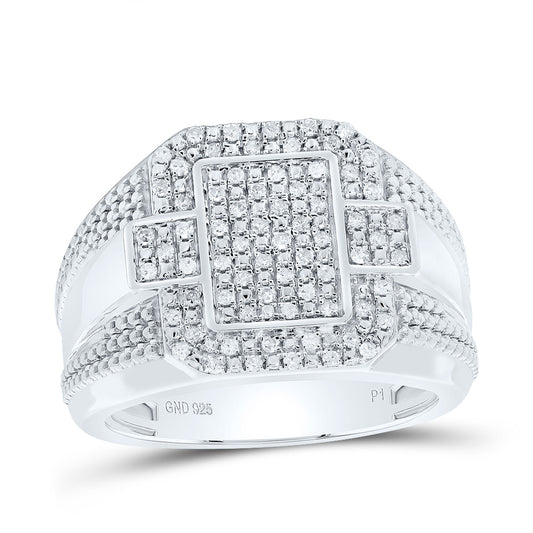 Sterling Silver 1/3 Cttw Diamond Men's Ring, Men Size: 8-12