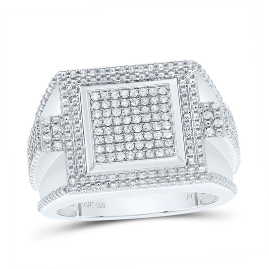 Sterling Silver 3/8 Cttw Diamond Men's Ring, Men Size: 8-12