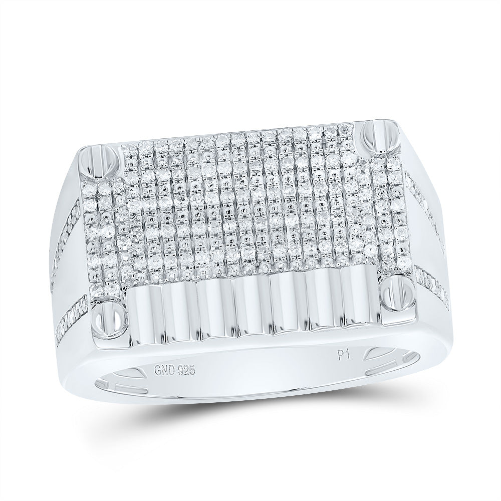 Sterling Silver 1/3 Cttw Diamond Men's Ring, Men Size: 8-12