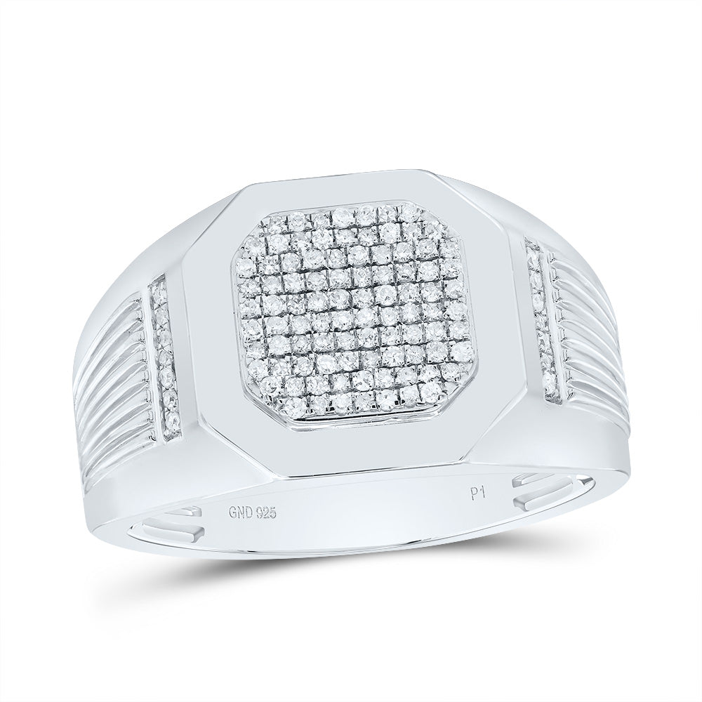 Sterling Silver 1/3 Cttw Diamond Men's Ring, Men Size: 8-12