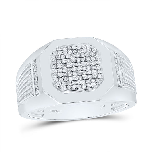 Sterling Silver 1/3 Cttw Diamond Men's Ring, Men Size: 8-12
