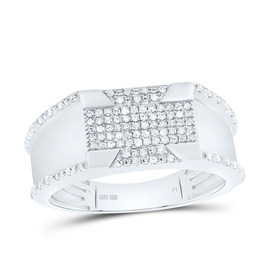 Sterling Silver 1/3 Cttw Diamond Men's Ring, Men Size: 8-12