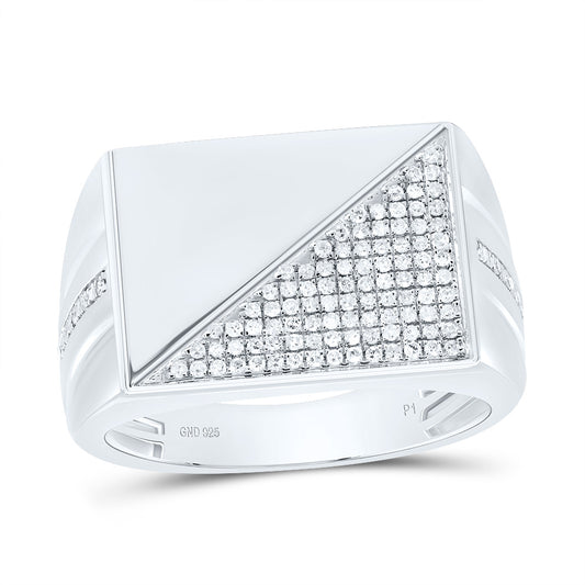 Sterling Silver 1/3 Cttw Diamond Men's Ring, Men Size: 8-12