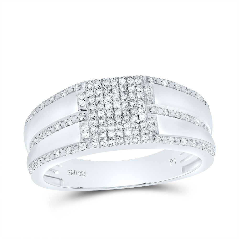 Sterling Silver 1/3 Cttw Diamond Men's Ring, Men Size: 8-12
