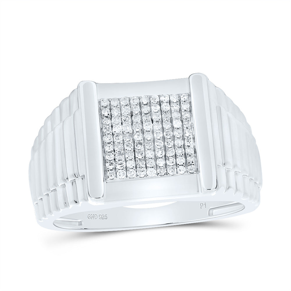 Sterling Silver 1/3 Cttw Diamond Men's Ring, Men Size: 8-12