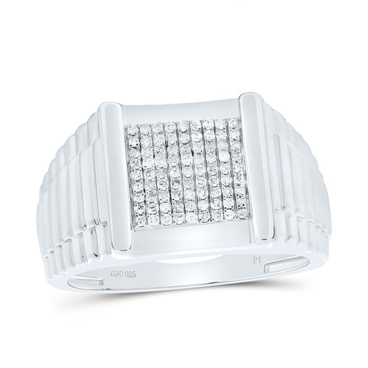 Sterling Silver 1/3 Cttw Diamond Men's Ring, Men Size: 8-12