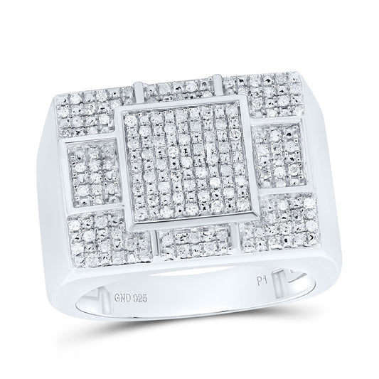 Sterling Silver 3/8 Cttw Diamond Men's Ring, Men Size: 8-12