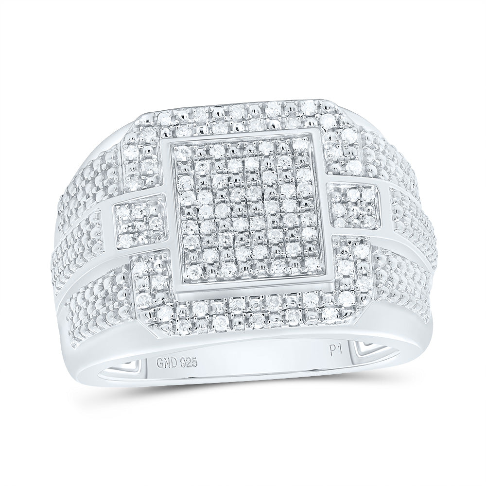 Sterling Silver 1/3 Cttw Diamond Men's Ring, Men Size: 8-12