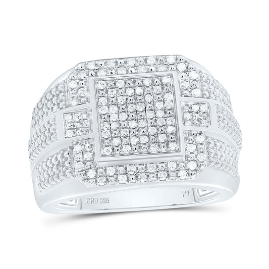 Sterling Silver 1/3 Cttw Diamond Men's Ring, Men Size: 8-12