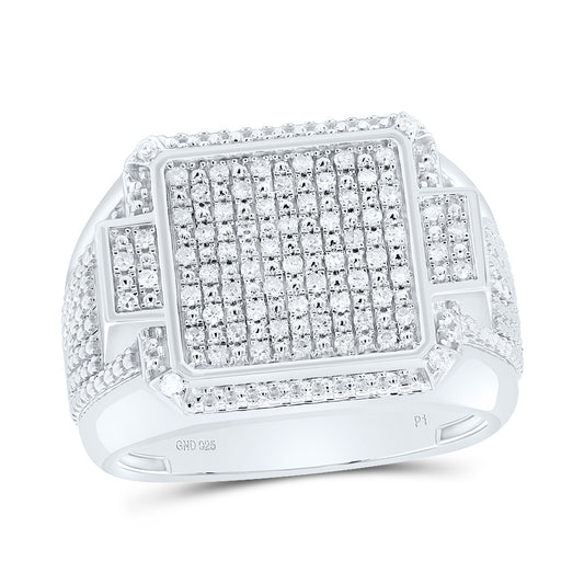 Sterling Silver 1/3 Cttw Diamond Men's Ring, Men Size: 8-12