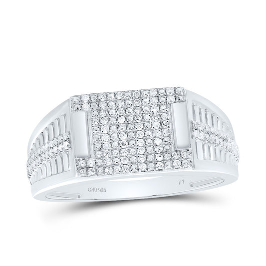 Sterling Silver 1/3 Cttw Diamond Men's Ring, Men Size: 8-12