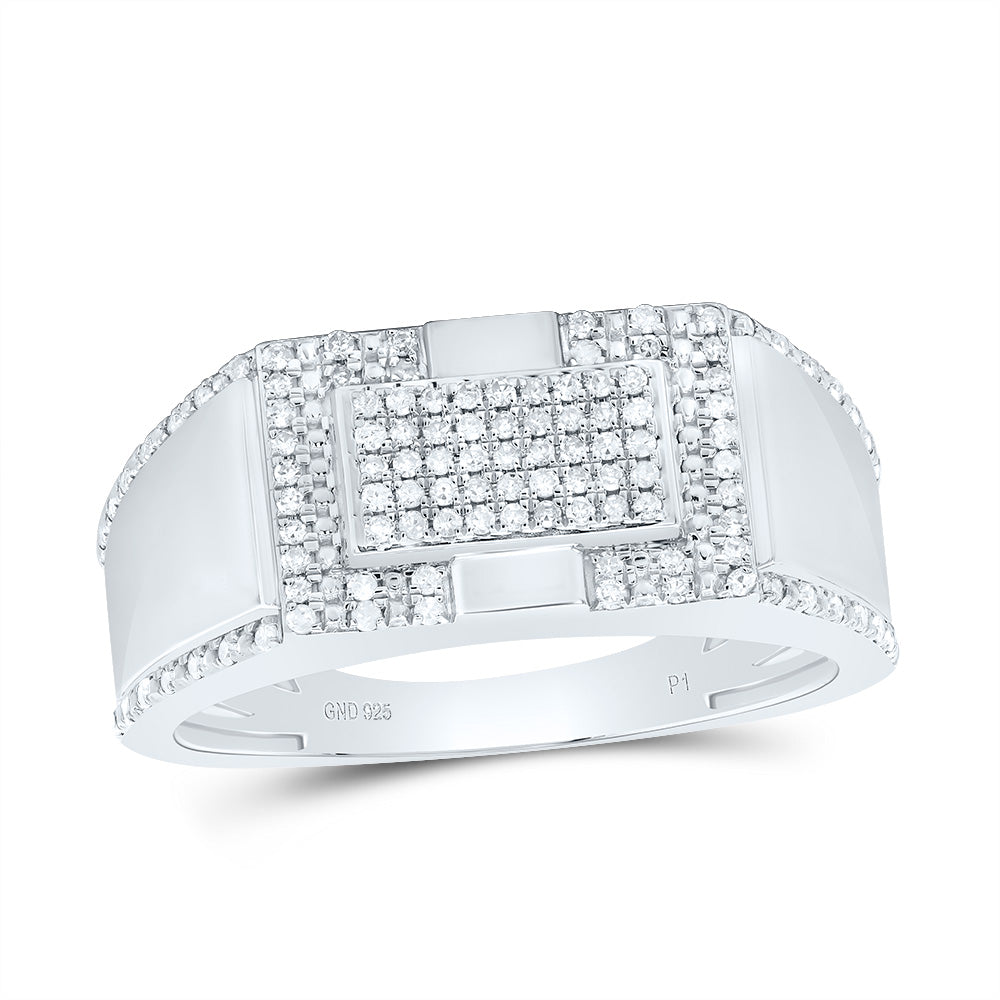 Sterling Silver 1/3 Cttw Diamond Men's Ring, Men Size: 8-12