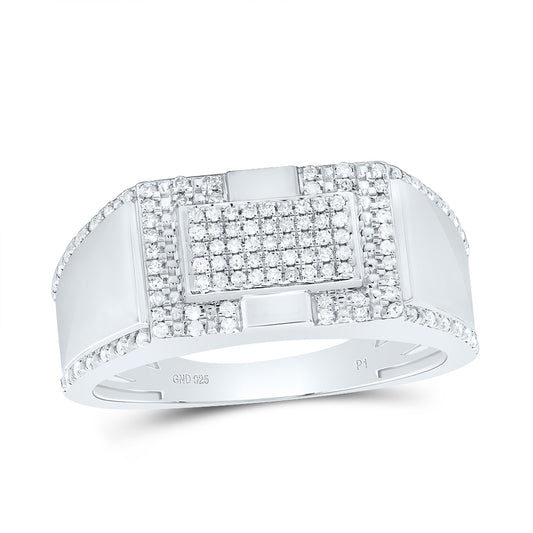 Sterling Silver 1/3 Cttw Diamond Men's Ring, Men Size: 8-12