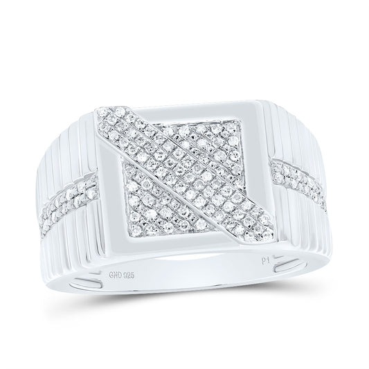 Sterling Silver 1/3 Cttw Diamond Men's Ring, Men Size: 8-12