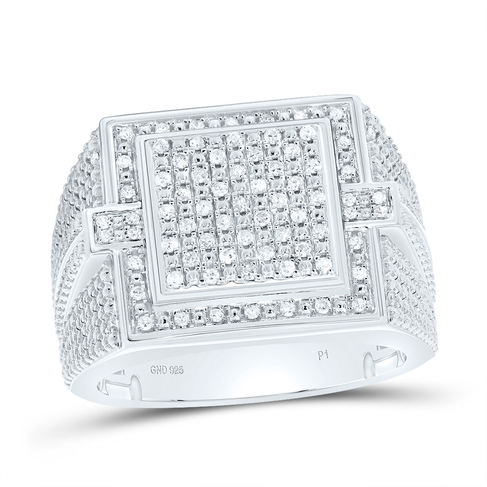 Sterling Silver 1/3 Cttw Diamond Men's Ring, Men Size: 8-12