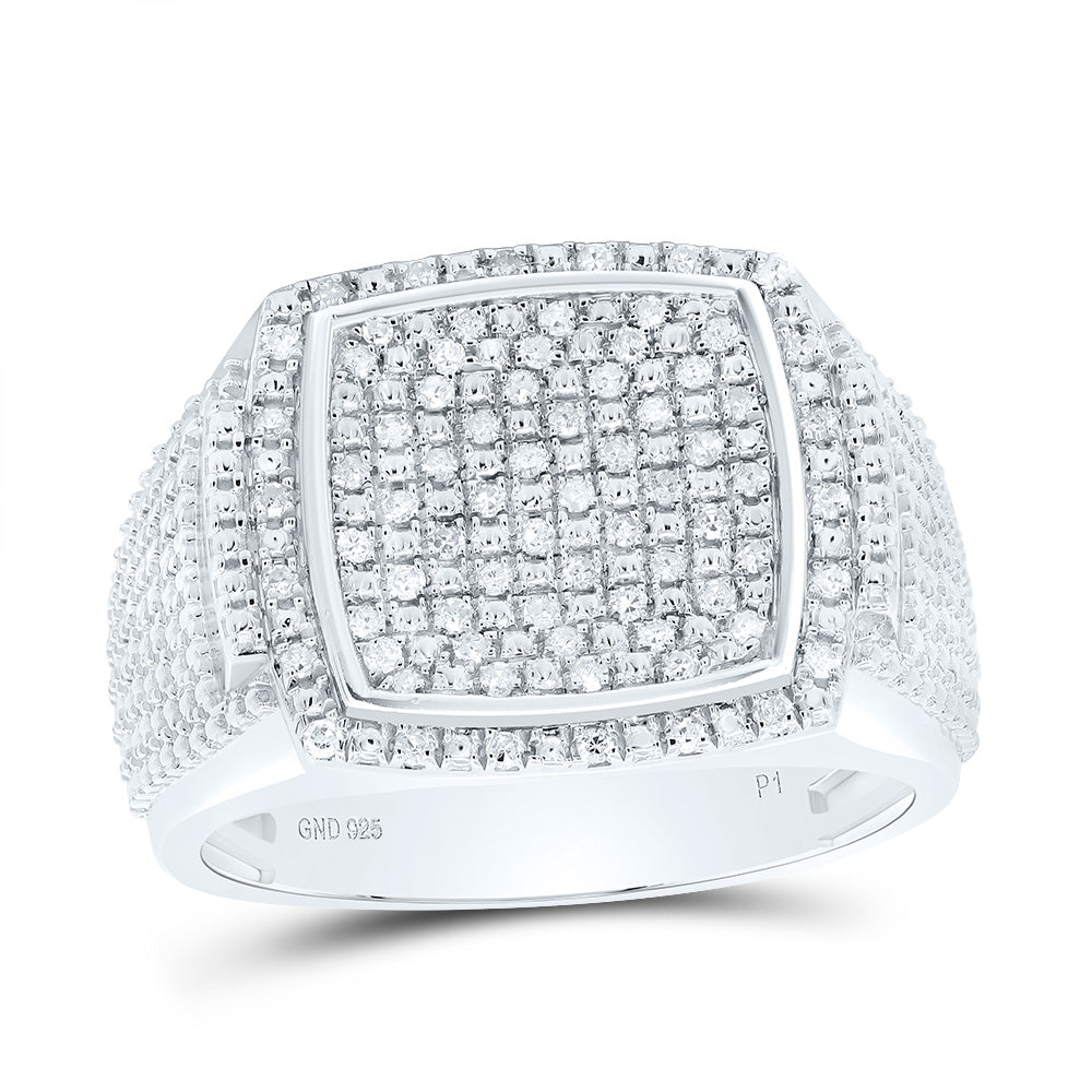 Sterling Silver 3/8 Cttw Diamond Men's Ring, Men Size: 8-12