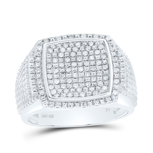 Sterling Silver 3/8 Cttw Diamond Men's Ring, Men Size: 8-12